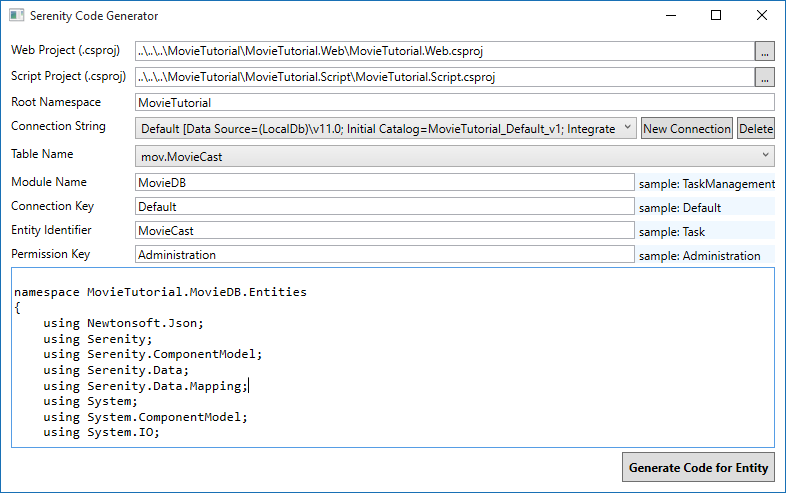 Movie Cast Code Generation